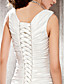  A-line V-neck Chapel Train Satin Wedding Dress