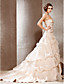  A-line Strapless Cathedral Train Satin Wedding Dress