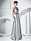  A-line One Shoulder Floor-length Stretch Satin Evening Dress