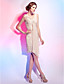  Sheath/ Column V-neck Chiffon Cocktail Dress With Side-Draping