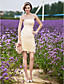  Sheath/Column Strapless Short/Mini Organza Wedding Dress