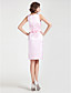  Sheath/ Column Jewel Knee-length Stretch Satin Bridesmaid Dress