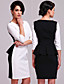  ts eenvoud contrast 3/4 mouw schede jurk