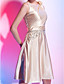  A-line Jewel Neck Knee-length Stretch Satin Cocktail Dress