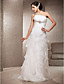  Sheath/Column Strapless Court Train Organza Wedding Dress