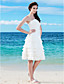  Sheath/Column One Shoulder Knee-length Chiffon Wedding Dress