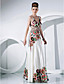  A-line V-neck Floor-length Charmeuse And Tulle Evening Dress