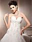  A-line Strapless Chapel Train Organza And Lace Wedding Dress
