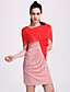  TS Color Block Cow Neck Silk Dress