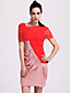  TS Color Block Cow Neck Silk Dress