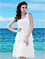  Sheath/Column One Shoulder Knee-length Chiffon Wedding Dress