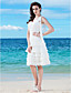  Sheath/Column One Shoulder Knee-length Chiffon Wedding Dress