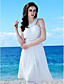  vaina / columna joya cuello hasta la rodilla gasa vestido de novia