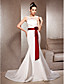  Trumpet/Mermaid Bateau Neck Court Train Satin Wedding Dress