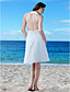  vaina / columna joya cuello hasta la rodilla gasa vestido de novia