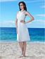  vaina / columna joya cuello hasta la rodilla gasa vestido de novia
