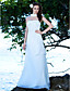  Sheath/Column Halter  Sweep/Brush Train Satin Chiffon Wedding Dress