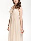  A-line V-neck Floor-length Chiffon Over Elastic Satin Bridesmaid/ Wedding Party Dress