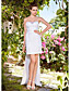  Sheath/Column Strapless Sweetheart Short/Mini Satin Lace Wedding Dress