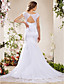  Trumpet/Mermaid Bateau Chapel Train Satin Weeding Dress