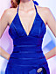  ein Online-halter asymmetrische Chiffon und Stretch-Satin Cocktail-Kleid