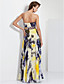  A-line Strapless Floor-length Chiffon Evening Dress