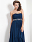  uma linha strapless do assoalho-comprimento chiffon vestido de noite