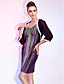 Sheath/Column V-neck Short/Mini Stretch Satin And Tulle Cocktail Dress With A Wrap