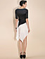  TS Asymmetrical Color Blocking  Dress