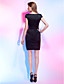  Sheath/Column Notched Neckline Short/Mini Satin Cocktail Dress