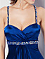  A-line Spaghetti Straps Sweep/ Brush Train Stretch Satin Evening Dress