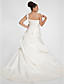  A-Line una spalla cappella treno Satin plus size abito da sposa