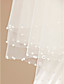  One-tier Tulle Pearl Trim Edge Elbow Wedding Veil With Pearls / Satin Flower (More Colors)