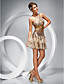  a-linje juvel kort / mini chiffon paljett cocktail kjole