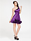  A-line One Shoulder Short/ Mini Stretch Satin Bridesmaid Dress