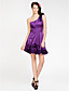  A-line One Shoulder Short/ Mini Stretch Satin Bridesmaid Dress