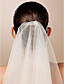  One-tier Tulle Pearl Trim Edge Elbow Wedding Veil With Pearls / Satin Flower (More Colors)