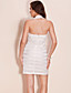  ts frisado colar vestido de jersey bainha
