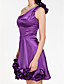  A-line One Shoulder Short/ Mini Stretch Satin Bridesmaid Dress
