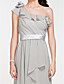  Sheath/ Column One Shoulder Sweep/ Brush Train Chiffon Bridesmaid Dress
