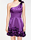  A-line One Shoulder Short/ Mini Stretch Satin Bridesmaid Dress