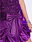  A-line Strapless Short/Mini Satin Cocktail Dress With Pick-up Skirt And Bow