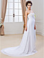  Sheath/ Column Strapless Court Train Chiffon Wedding Dress