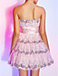  a-line überbacken kurz / Mini Tüll Pailletten Cocktailkleid mit Schleife