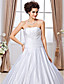  Ball Gown Strapless Chapel Train Satin Wedding Dress