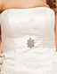  vestido de bola del cordón del vestido de novia de satén palabra de longitud sin tirantes