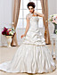  Ball Gown Strapless Court Train Satin Tulle Wedding Dress With Wrap
