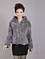  Long Sleeve Hooded Collar Office Rex Rabbit Fur Jacket(More Colors)