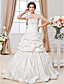  Ball Gown Strapless Court Train Satin Tulle Wedding Dress With Wrap