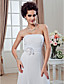  Sheath/ Column Strapless Chapel Train Chiffon Wedding Dress